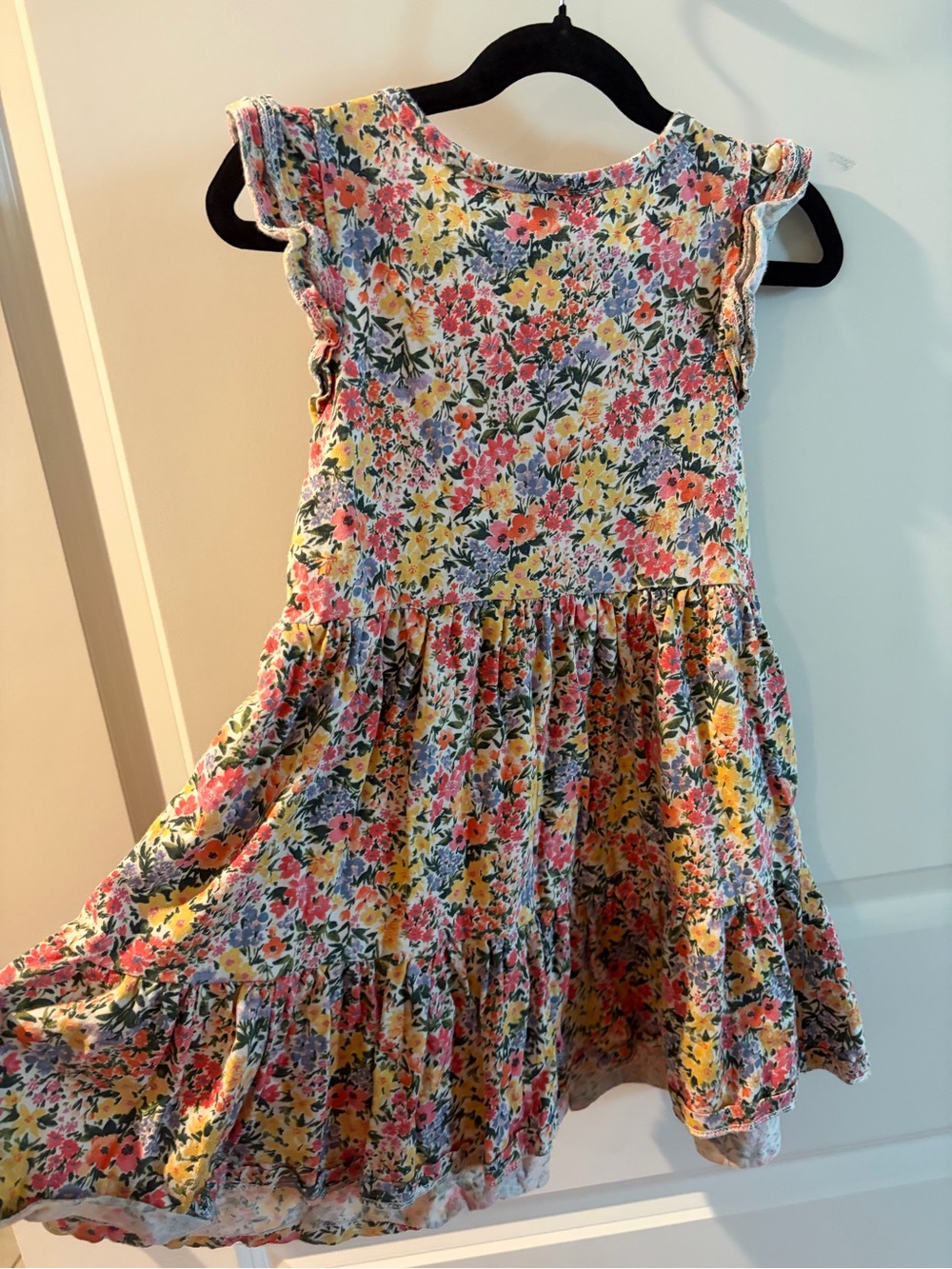 Old Navy Floral Ruffle-Sleeve Dress in Pink & Yellow